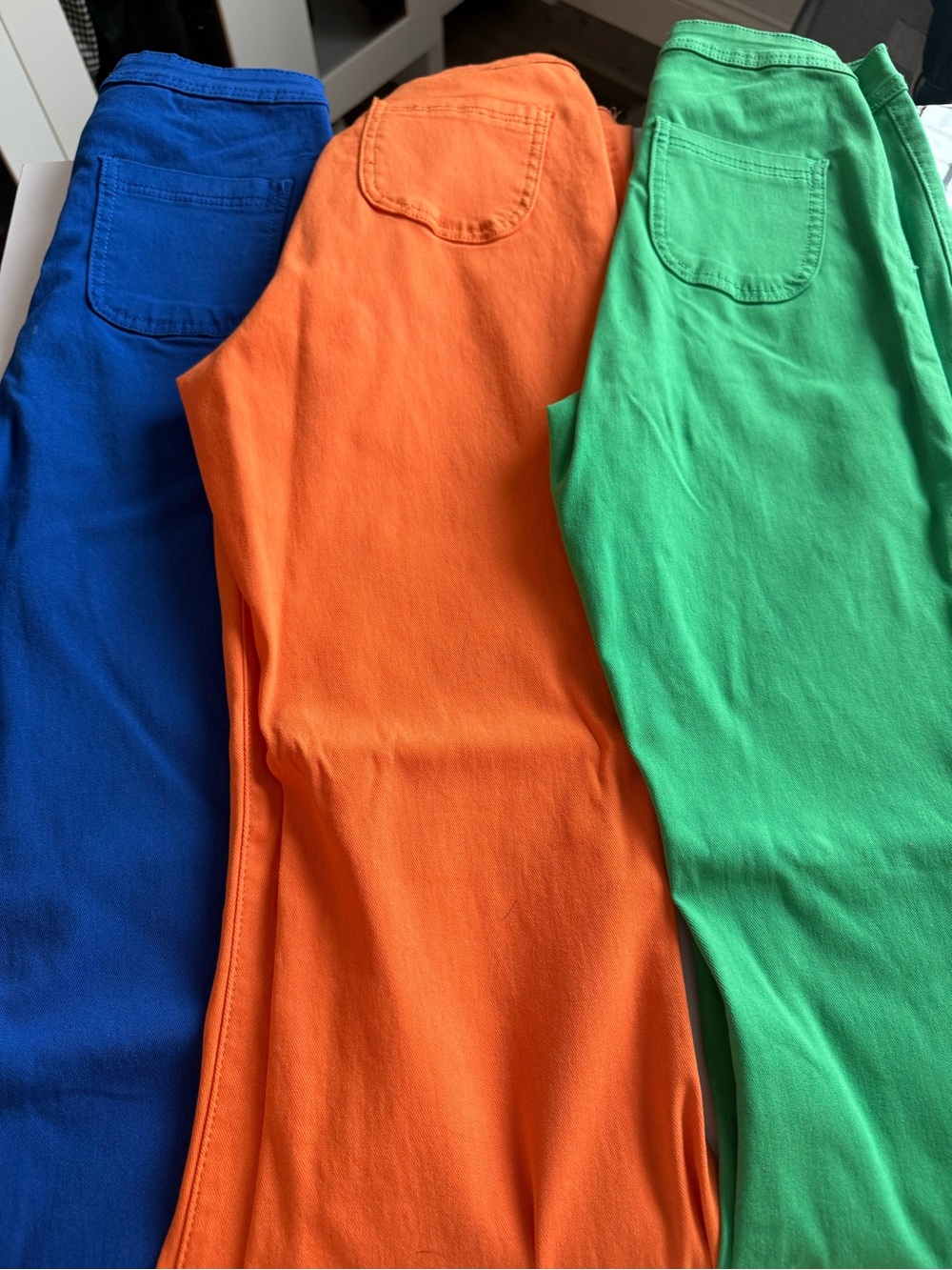 Women Bright Color Cotton Pants - Blue, Orange & Green